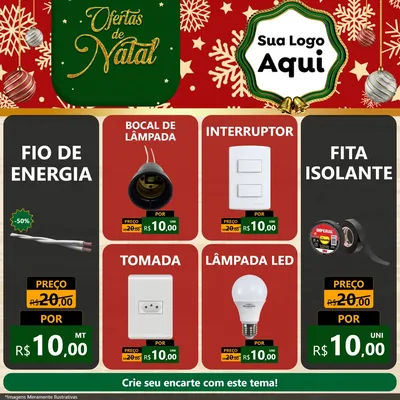 Modelo de Rede Social para Feed Facebook com o tema Natal de Ofertas para Materiais Elétricos