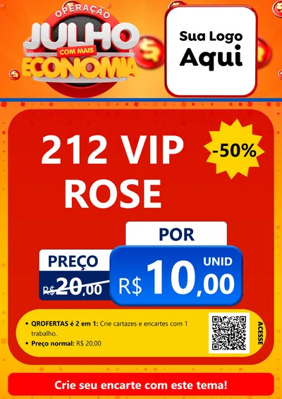 Modelo de Cartaz para Cartaz A4 Vertical com o tema Operação Julho Com Mais Economia para Perfumes