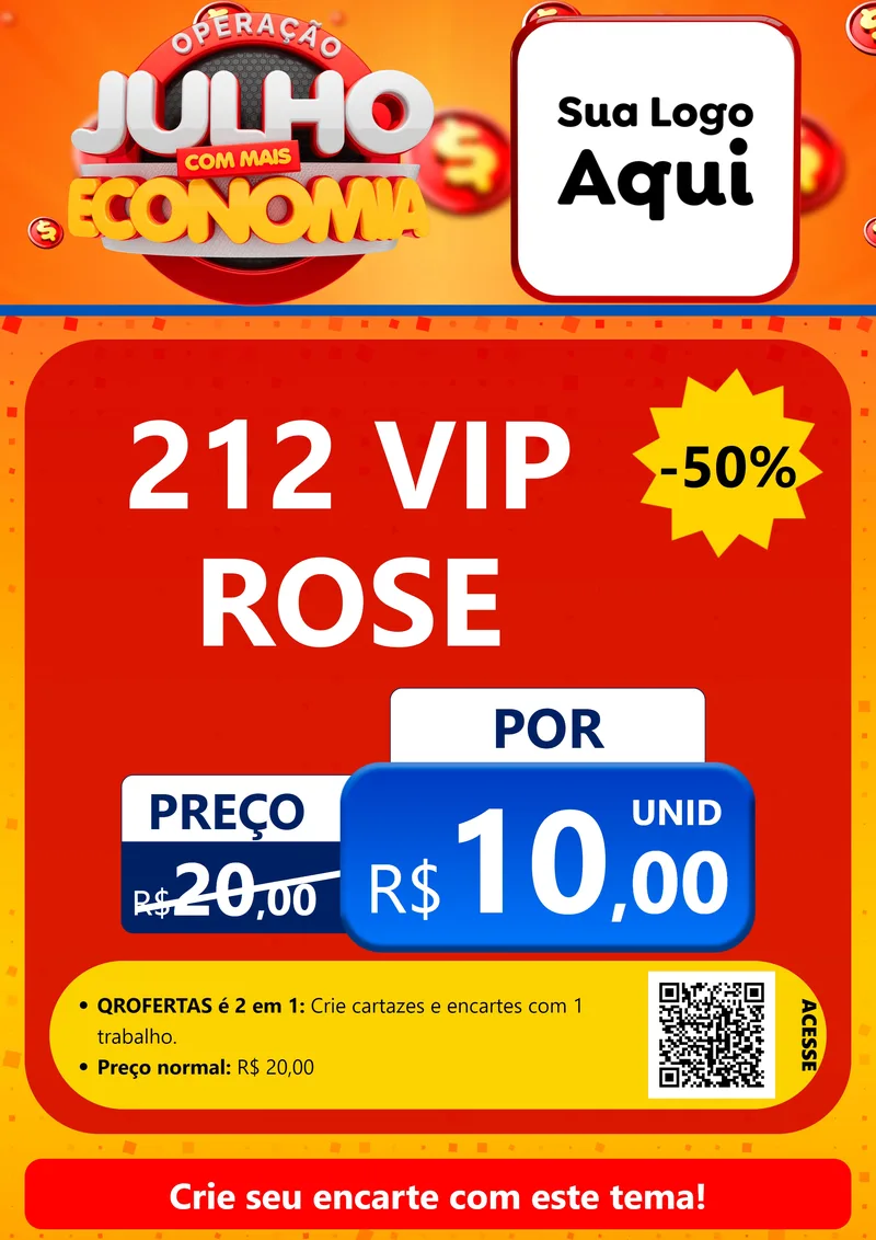 Modelo de Cartaz para Cartaz A4 Vertical com o tema Operação Julho Com Mais Economia para Perfumes
