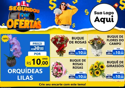Modelo de Encarte para Encarte A4 Horizontal com o tema Segundou de Ofertas para Floricultura e jardim