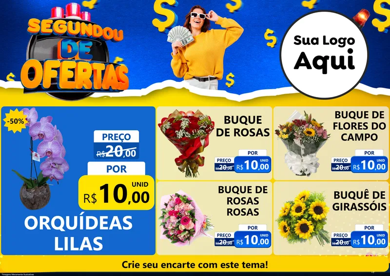 Modelo de Encarte para Encarte A4 Horizontal com o tema Segundou de Ofertas para Floricultura e jardim