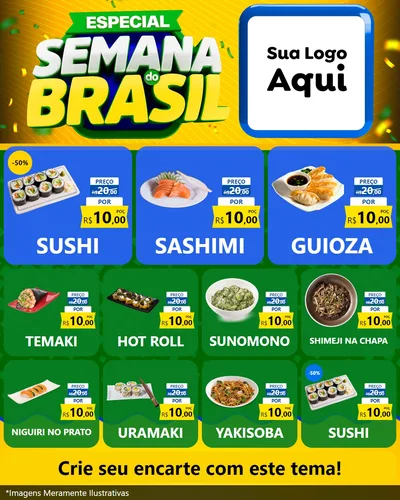 Modelo de Rede Social para Feed Instagram com o tema Especial Semana do Brasil para Comida japonesa