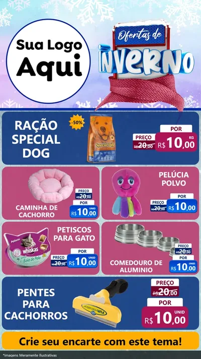 Modelo de TV para TV Vertical com o tema Ofertas de Inverno para Pet Shop