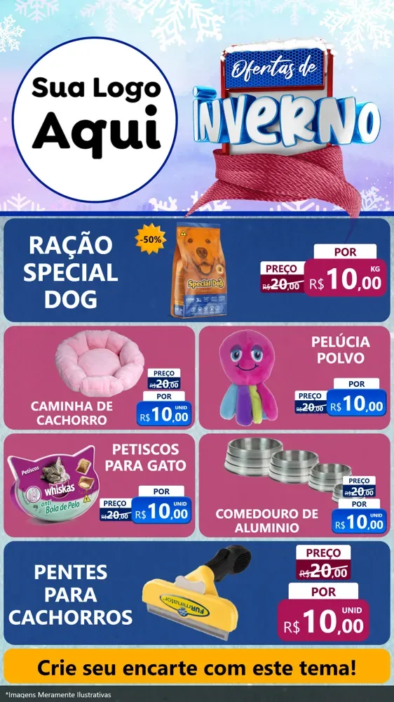 Modelo de TV para TV Vertical com o tema Ofertas de Inverno para Pet Shop