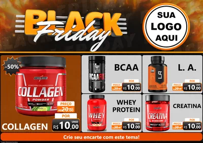 Modelo de Encarte para Encarte A4 Horizontal com o tema Black Friday para Suplementos alimentares