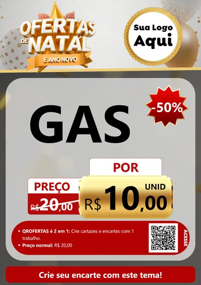 Modelo de Cartaz para Cartaz A4 Vertical com o tema Ofertas De Natal E Ano Novo para Água e gás