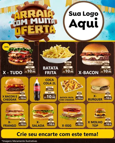 Modelo de Rede Social para Feed Instagram com o tema Ofertas de São João - Junina para Hamburgueria