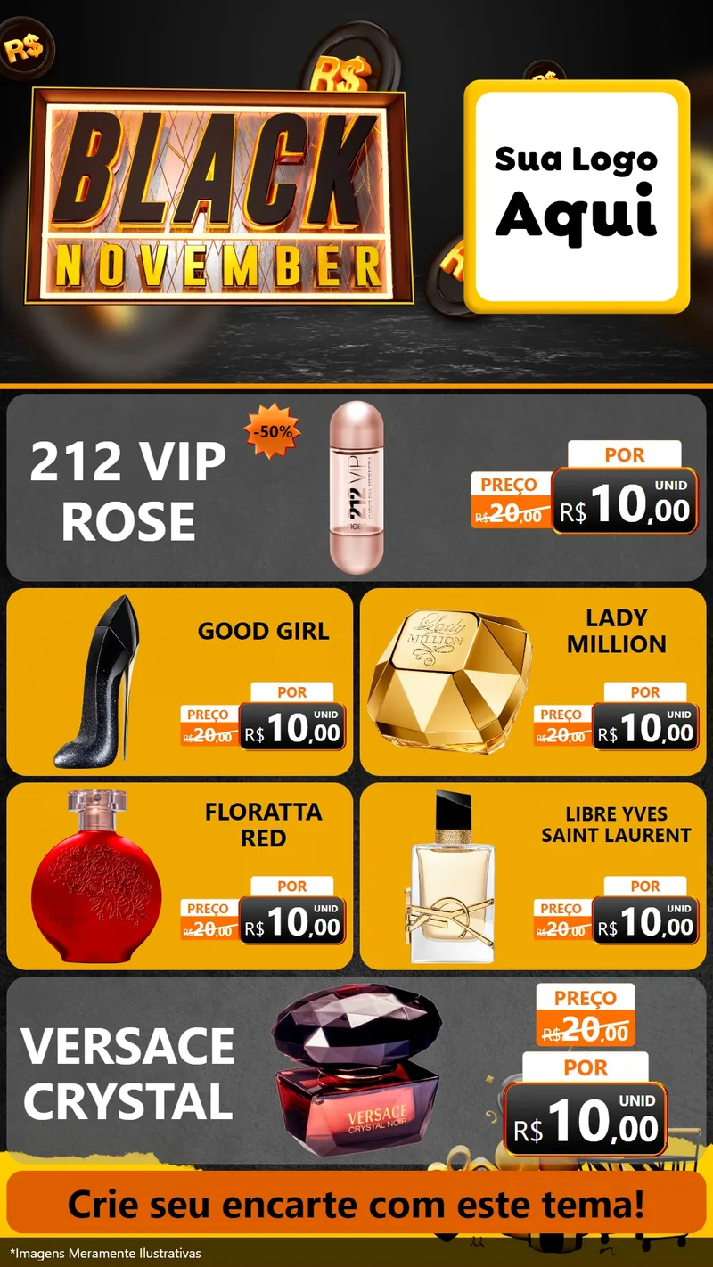 Modelo de TV para TV Vertical com o tema Black November para Perfumes