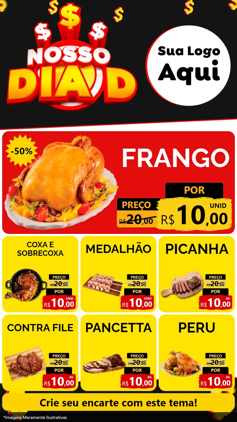Modelo de Rede Social para Stories com o tema Nosso Dia D para Assados
