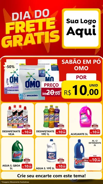 Modelo de Rede Social para Stories com o tema Dia do Frete Grátis para Produtos de Limpeza
