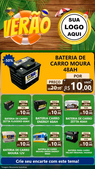 Modelo de Rede Social para Stories com o tema Verão para Baterias Elétricas