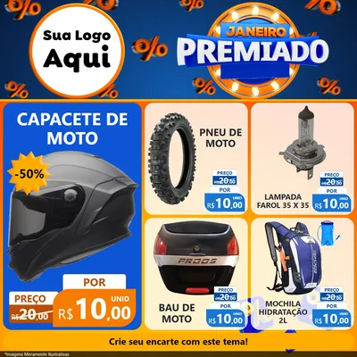 Modelo de Rede Social para Feed Facebook com o tema Janeiro Premiado para Moto peças