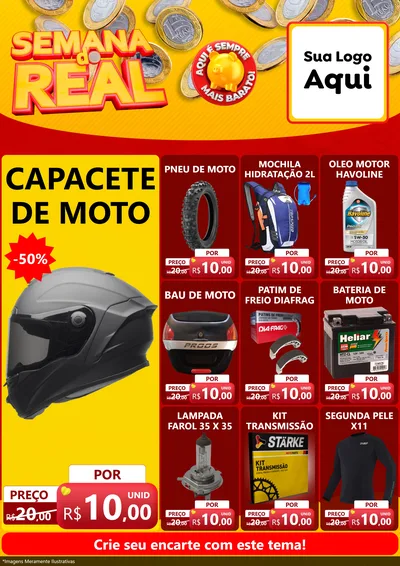 Modelo de Encarte para Encarte A4 Vertical com o tema Semana do Real para Moto peças
