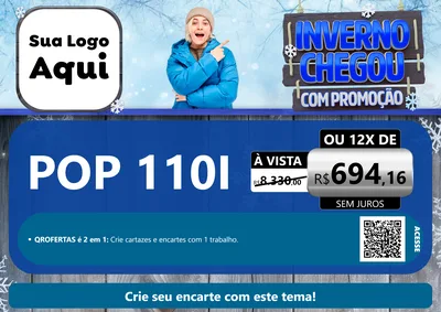 Modelo de Cartaz para Cartaz A4 Horizontal com o tema Inverno Chegou Com Promoção para Concessionaria de Motos
