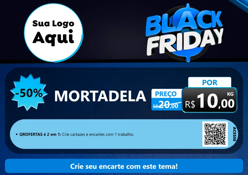 Modelo de Cartaz para Cartaz A4 Horizontal com o tema Black Friday para Frios e Laticínios