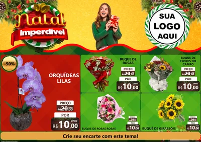 Modelo de Encarte para Encarte A4 Horizontal com o tema Natal Imperdível para Floricultura e jardim