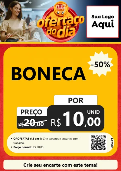 Modelo de Cartaz para Cartaz A4 Vertical com o tema Ofertaço Do Dia para Brinquedos