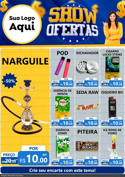 Modelo de Encarte para Encarte A4 Vertical com o tema Show de Ofertas para Tabacaria