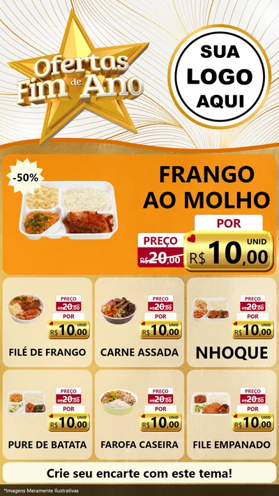 Modelo de Rede Social para Stories com o tema Ofertas Fim de Ano para Restaurante