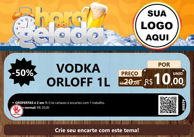 Modelo de Cartaz para Cartaz A4 Horizontal com o tema Hora da Gelada para Distribuidora de bebidas