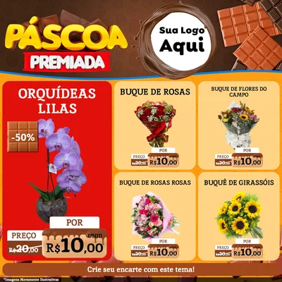 Modelo de Rede Social para Feed Facebook com o tema Páscoa Premiada para Floricultura e jardim