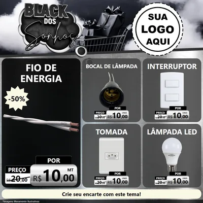 Modelo de Rede Social para Feed Facebook com o tema Black dos Sonhos para Materiais Elétricos