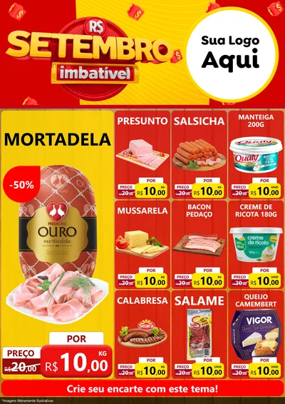Modelo de Encarte para Encarte A4 Vertical com o tema Setembro Imbatível para Frios e Laticínios