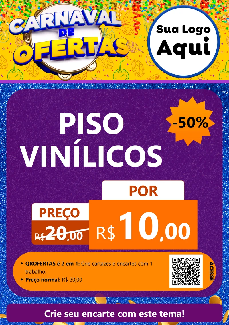 Modelo de Cartaz para Cartaz A4 Vertical com o tema Carnaval de Ofertas para Material para Construção