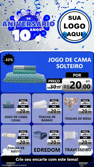 Modelo de Rede Social para Stories com o tema Promoção de Aniversário - 10 Anos para Cama, Mesa e Banho