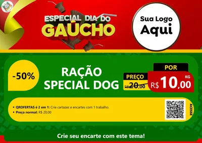 Modelo de Cartaz para Cartaz A4 Horizontal com o tema Especial Dia do Gaúcho para Pet Shop