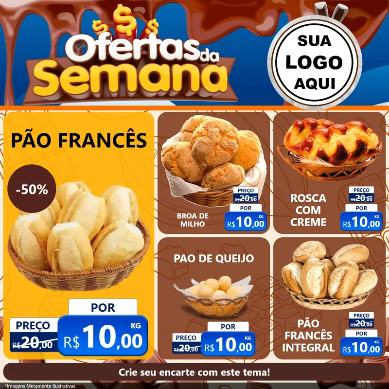 Modelo de Rede Social para Feed Facebook com o tema Ofertas da Semana - Páscoa para Padaria