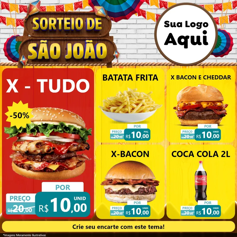Modelo de Rede Social para Feed Facebook com o tema Sorteio de São João para Hamburgueria