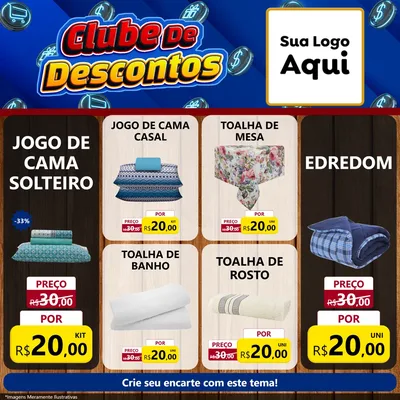 Modelo de Rede Social para Feed Facebook com o tema Clube de Descontos para Cama, Mesa e Banho