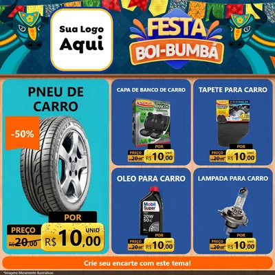 Modelo de Rede Social para Feed Facebook com o tema Festa Boi Bumbá para Auto peças
