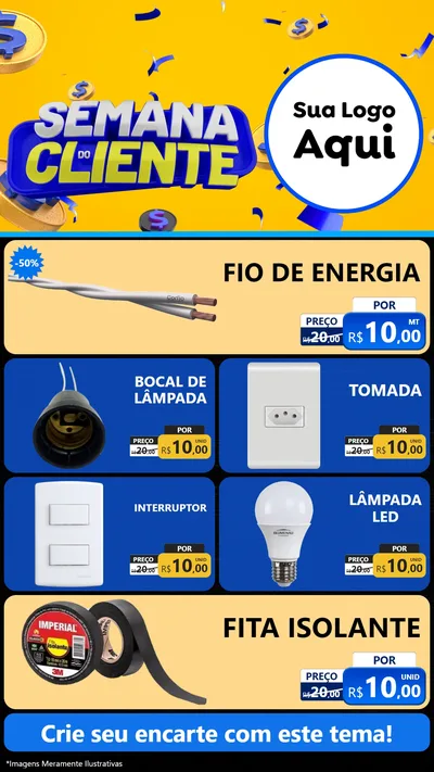 Modelo de TV para TV Vertical com o tema Semana do Cliente para Materiais Elétricos