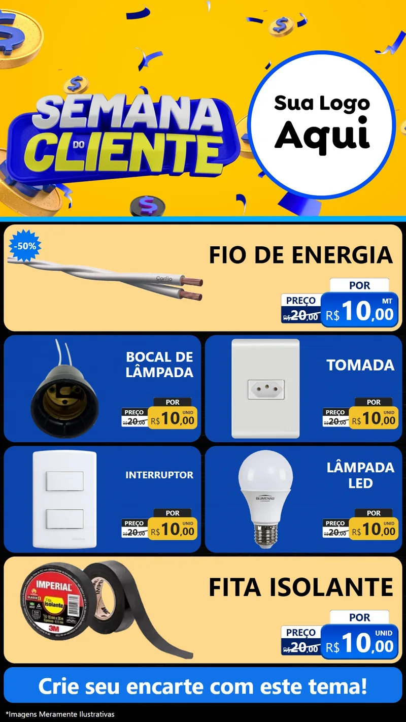Modelo de TV para TV Vertical com o tema Semana do Cliente para Materiais Elétricos