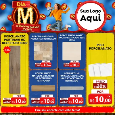 Modelo de Rede Social para Feed Facebook com o tema Dia M - O Dia Mais Barato Do Mês para Pisos e revestimentos