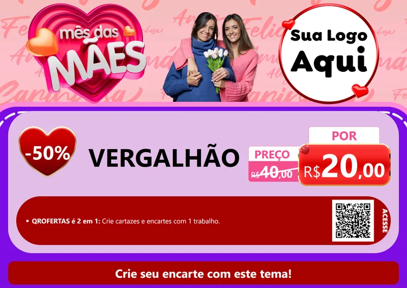 Modelo de Cartaz para Cartaz A4 Horizontal com o tema Mês Das Mães para Ferragens