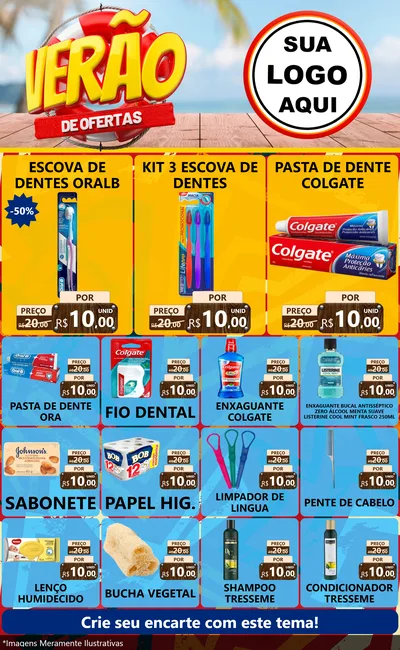 Modelo de Encarte para Encarte Grande com o tema Verão de Ofertas para Higiene Pessoal