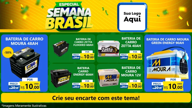 Modelo de TV para TV Horizontal com o tema Especial Semana do Brasil para Baterias Elétricas