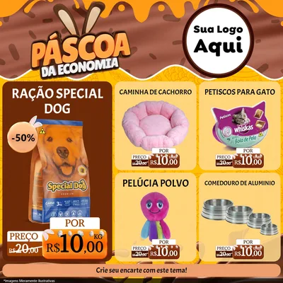 Modelo de Rede Social para Feed Facebook com o tema Páscoa da Economia para Pet Shop