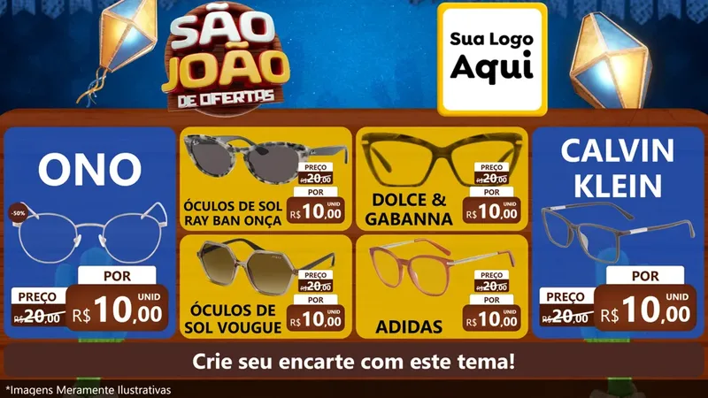 Modelo de TV para TV Horizontal com o tema São João Ofertas Imbatíveis! - Junina para Óticas