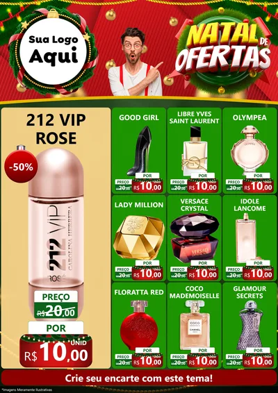 Modelo de Encarte para Encarte A4 Vertical com o tema Natal de Ofertas para Perfumes