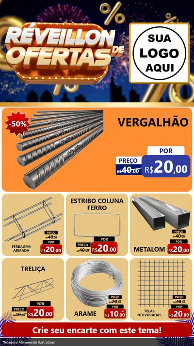 Modelo de Rede Social para Stories com o tema Réveillon de Ofertas para Ferragens