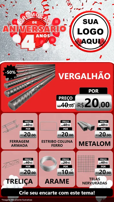 Modelo de Rede Social para Stories com o tema Promoção de Aniversário - 4 Anos para Ferragens