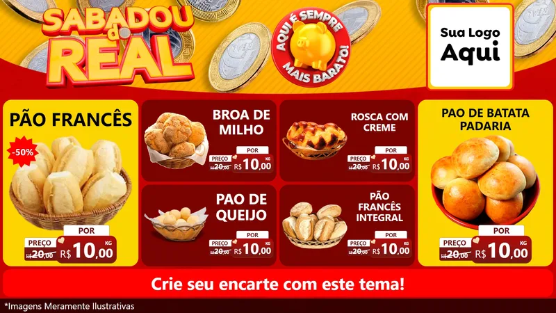 Modelo de TV para TV Horizontal com o tema Sabadou do Real para Padaria