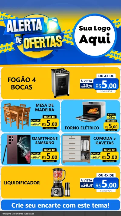 Modelo de TV para TV Vertical com o tema Alerta de Ofertas para Móveis e Eletro
