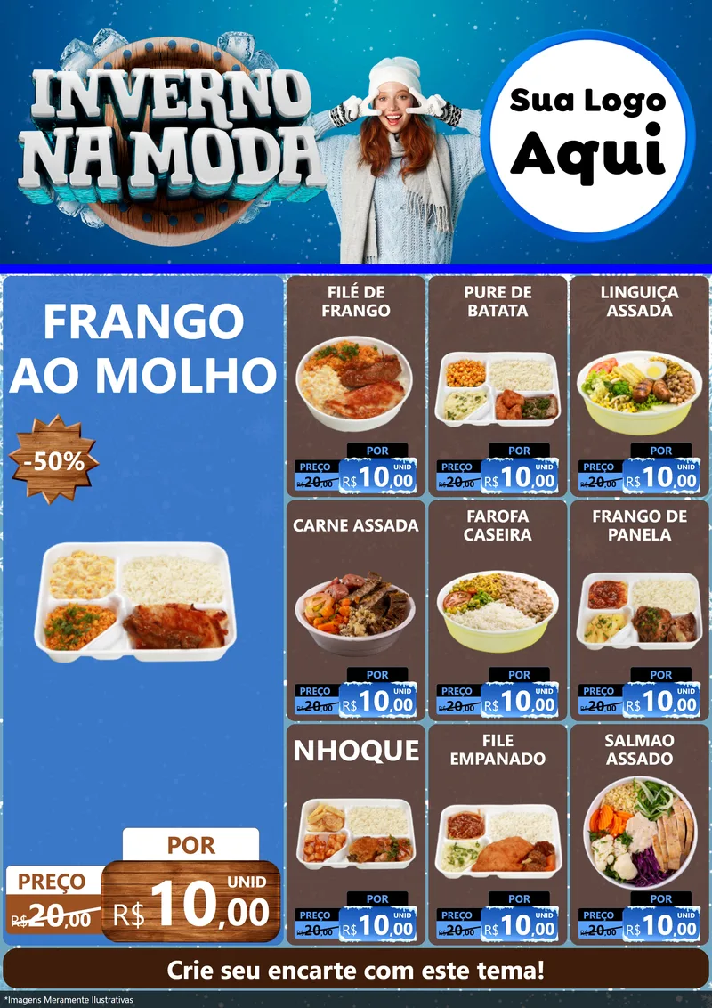 Modelo de Encarte para Encarte A4 Vertical com o tema Inverno na Moda para Restaurante
