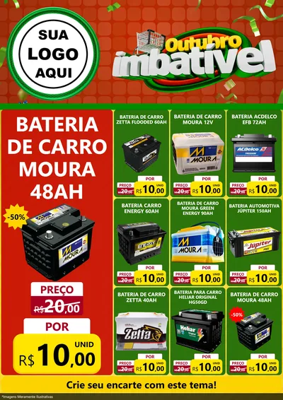 Modelo de Encarte para Encarte A4 Vertical com o tema Outubro Imbatível para Baterias Elétricas