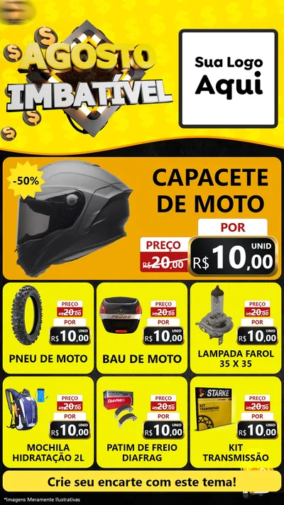 Modelo de Rede Social para Stories com o tema Agosto Imbatível para Moto peças